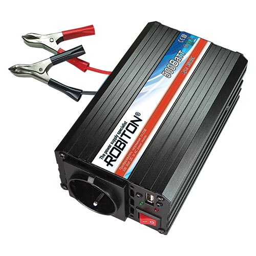 Инвертор 24V-220V ROBITON R500/24V 500W с USB выходом (24В) 13202