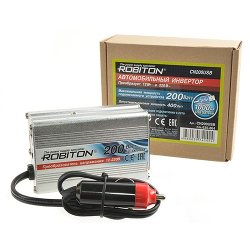 Инвертор 12V-220V ROBITON CN200USB 200W 15835